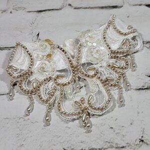 Vintage Beaded Bridal Collar Sequined Detached Wedding Choker MCM Sz 10 Flaw